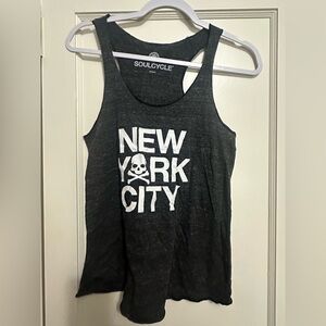 SoulCycle black tank with white “New York City” print!